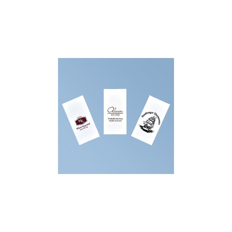 Papier-Serviette mit Logo 33*33cm, weiß 2-lagig, 1/8