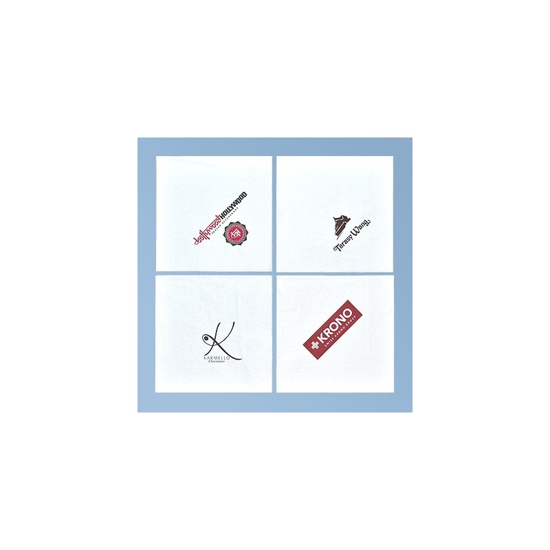 Papīra salvete ar logotipu 33*33cm, balta 3 slāņi, 1/4