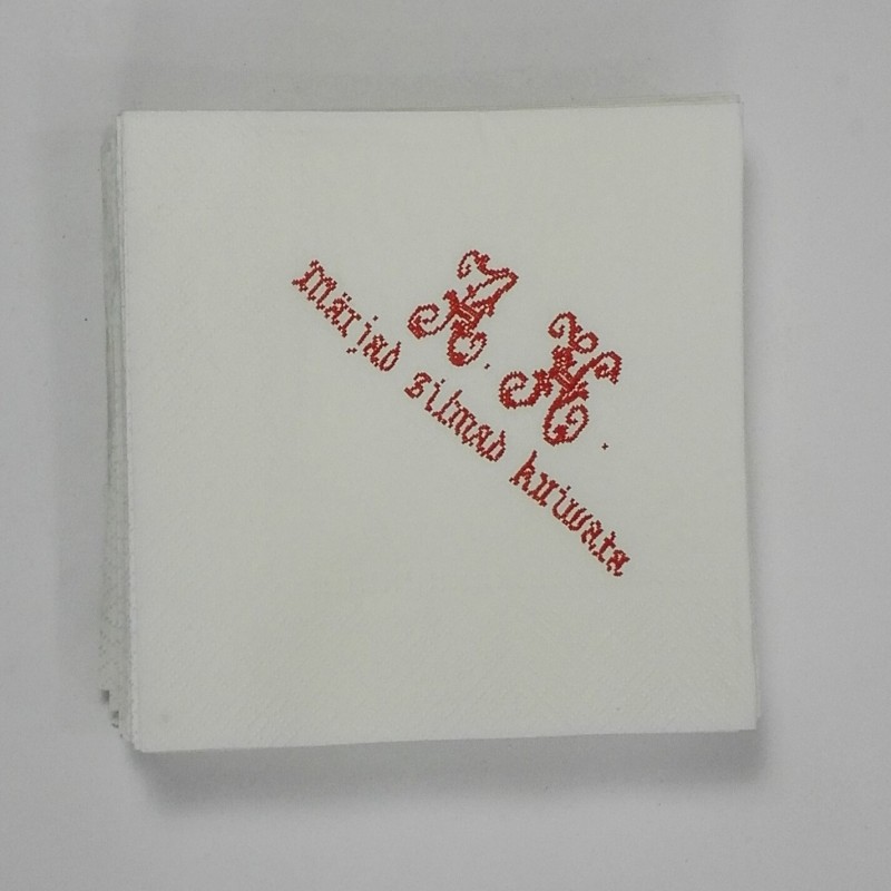 Napkin with logo 40*40cm, white 3ply, 1/4