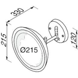 Shaving mirror on double arm, LED, 3x magnification, ø 215 mm, Geesa