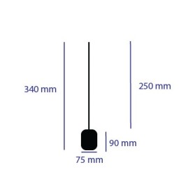 Toilet brush bar + black brush 7,5 cm