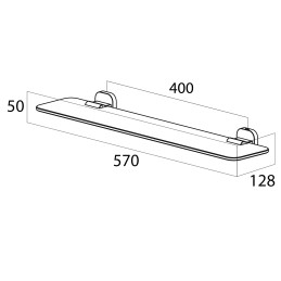 Klaasist riiul koos hoidjaga, 57 cm Tiger