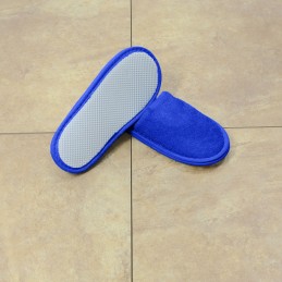 Blue children velour slipper closed toe