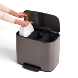 Abfalleimer 33 L, grau, 3 Fächer