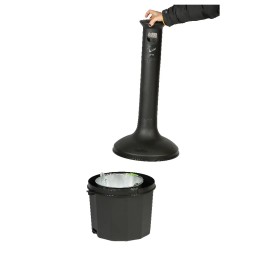 Außenascher, röhrenförmig mit Eimer 10 L, freistehend, grau