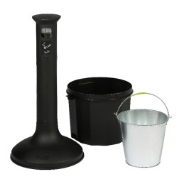 Außenascher, röhrenförmig mit Eimer 10 L, freistehend, grau