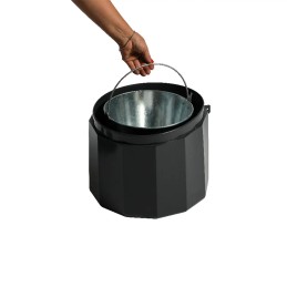 Außenascher, röhrenförmig mit Eimer 10 L, freistehend, grau