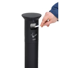 Außenascher, röhrenförmig mit Eimer 10 L, freistehend, grau