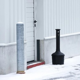 Außenascher, röhrenförmig mit Eimer 10 L, freistehend, grau