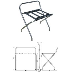 Metāla hromēts čemodāna statīvs ar muguru